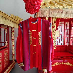 新中式婚礼抬花轿轿夫服装闯王花轿同款轿服演出服胡蝶花轿锣鼓服