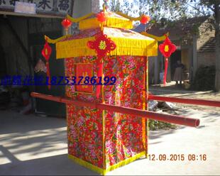 婚庆道具东北大花布花轿轿子中式婚礼双顶折叠喜轿结婚工厂价直发