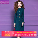 菲梦伊木耳边亮片毛呢连衣裙女冬季 轻熟名媛小香风优雅气质中长裙