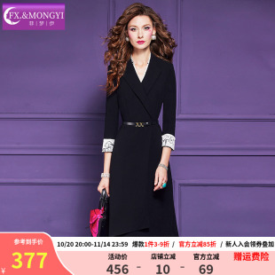 大方得体简约气质收腰职业中长裙 新款 菲梦伊黑色西装 连衣裙女秋季