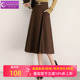 通勤气质休闲中长款 时尚 A字裙 新款 菲梦伊咖啡色高腰半身裙女春季