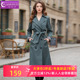 菲梦伊西装 流行大衣 休闲双排扣中长款 领风衣外套女秋季 英伦风时尚