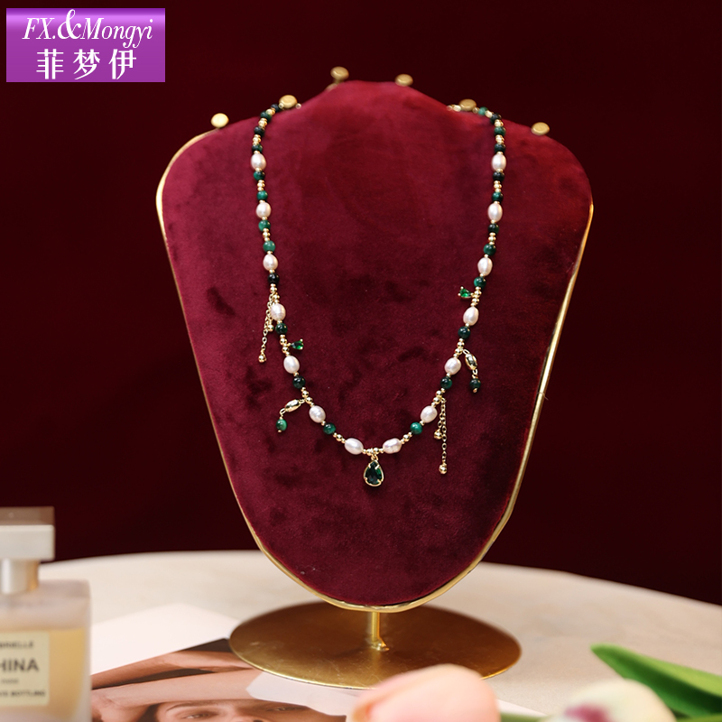 菲梦伊天然淡水珍珠彩色串珠项链女高端轻奢贵妇妈妈款连衣裙配饰