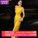 菲梦伊立领花朵黄色西装 垂感高腰通勤气质宽松阔腿裤 连体裤 女夏季