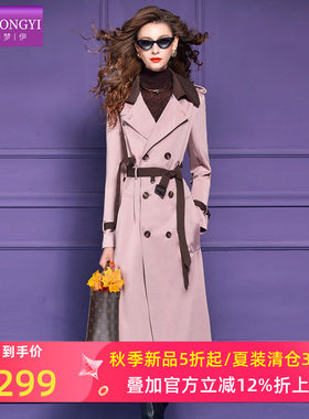 菲梦伊西装领棉质风衣外套女秋季高级感时尚休闲双排扣中长款大衣