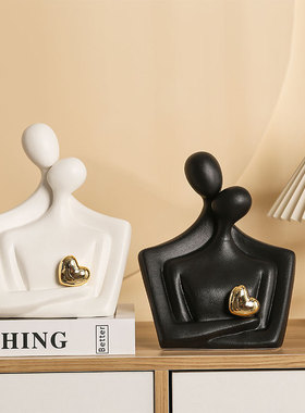 创意艺术白瓷陶瓷人物摆件玄关书房装饰酒店客厅家居样板房工艺品