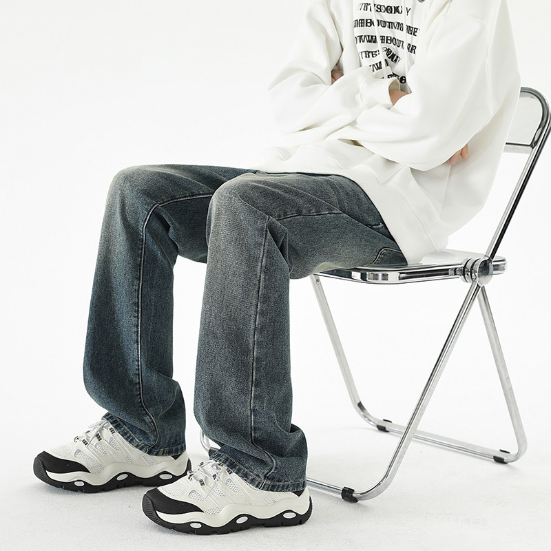 春秋季直筒男女款水洗纯色微喇牛仔裤XZ503-1K820P55控78,男装牛仔裤,星座503-1