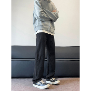 现货！弹力修身三色磨破拼接直筒牛仔长裤XZ503K828P55控78图片