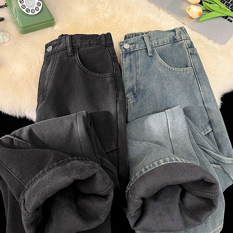 加绒现货现货美式拼接直筒牛仔长裤XZ503-K825特P45-加绒55,男装牛仔裤,星座503-1