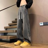 春秋季男女款拼接松紧腰复古牛仔长裤XZ503-1K822P55控78，男装休闲裤，星座503-1