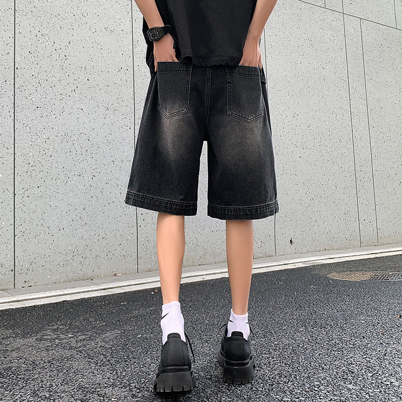 2025夏季伐木裤元素男女款牛仔短裤五分裤XZ503-1DK521P45控68,男装牛仔裤,星座503-1