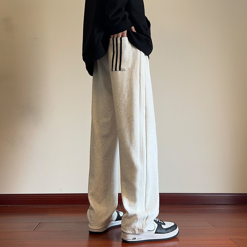 现货！抖音品质重磅华棉直筒三条杠休闲裤XZ503K5016特P50控78,男装休闲裤,星座503-1