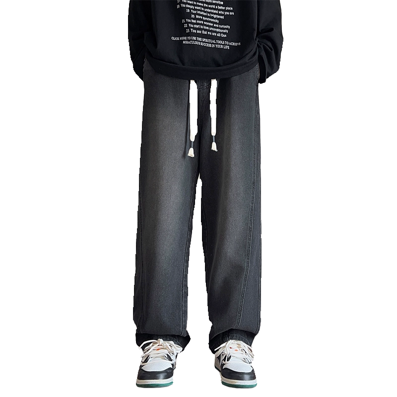 2025春秋季美式直筒宽松抽绳潮流百搭牛仔裤XZ503-1-K818P50,男装牛仔裤,星座503-1