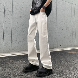 2025夏季拼接白色破洞弹力修身薄款牛仔裤XZ503-1K828-P55控78图片