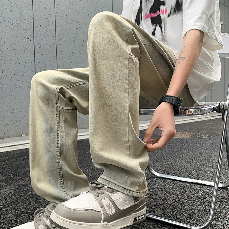 2025夏季拼接白色破洞弹力修身薄款牛仔裤XZ503-1K828-P55控78,男装牛仔裤,星座503-1