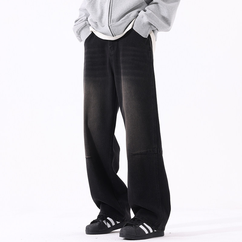 秋冬新款简单拼接直筒美式牛仔裤男女同款XZ503-K835P55控78，男装牛仔裤，星座503-1