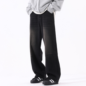 秋冬新款简单拼接直筒美式牛仔裤男女同款XZ503-K835P55控78,男装牛仔裤,星座503-1