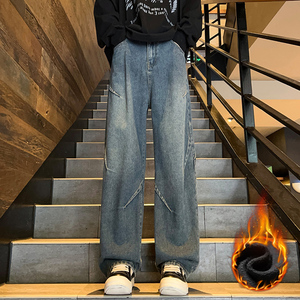 加绒现货 现货美式拼接直筒牛仔长裤XZ503-K825特P45-加绒55图片