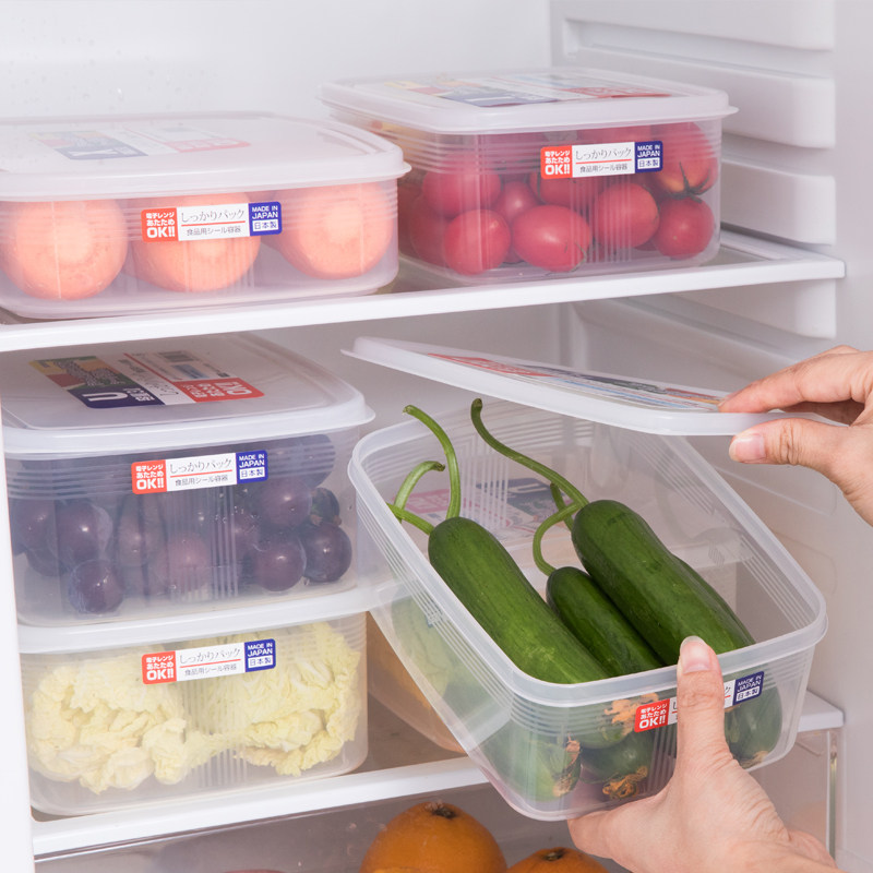 日本进口大容量保鲜冰箱保鲜盒食物收纳盒 塑料密封盒干货储存罐