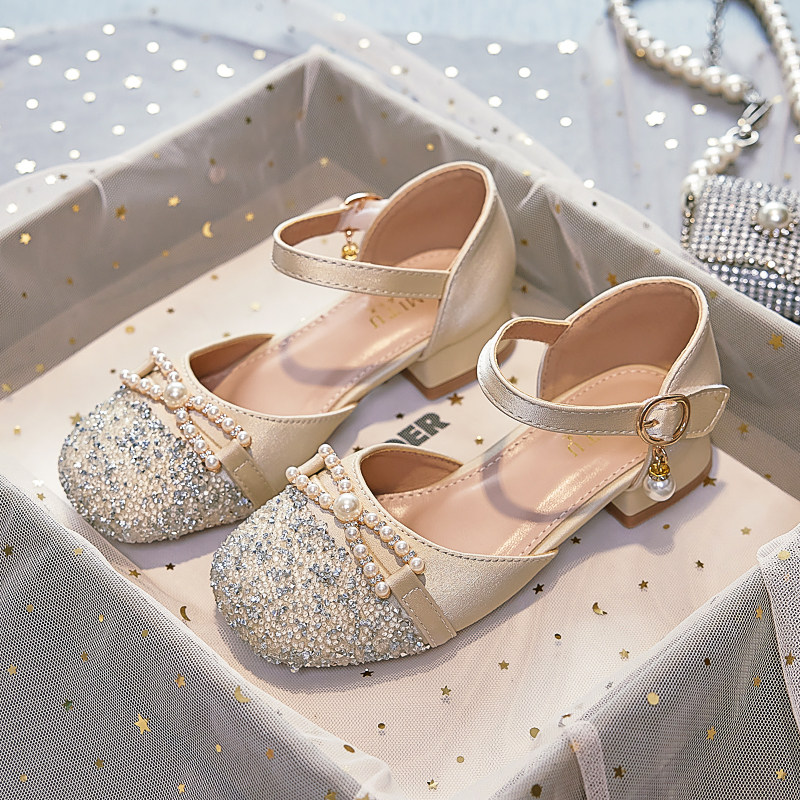 女童凉鞋夏款2026新款女孩夏天包头中大童高跟鞋子洋气儿童公主鞋
