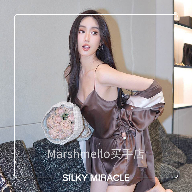 [6折]SILKY MIRACLE真丝吊带短裤FREE荡领桑蚕丝性感外穿睡
