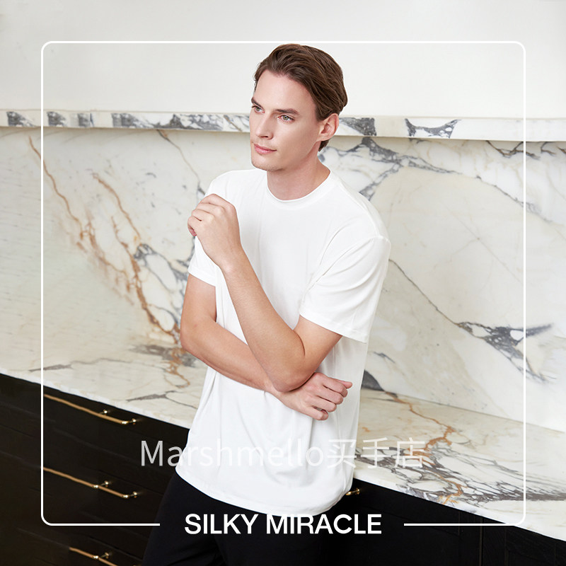 SILKY MIRACLE男士睡衣NUDE真丝莫代尔圆领内衣桑蚕丝家居服睡裤