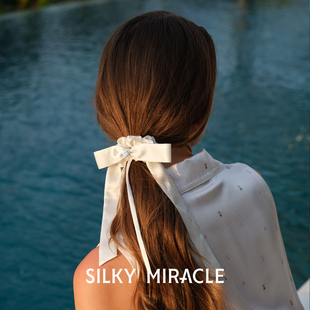 SILKY MIRACLE真丝发圈Purity法式玫瑰蝴蝶结新款正品桑蚕丝头花