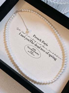 s925纯银珍珠项链女高级感轻奢小众秋冬baby小米珠锁骨链颈链饰品