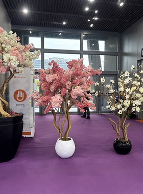 高端轻奢仿真樱花树盆景摆件
