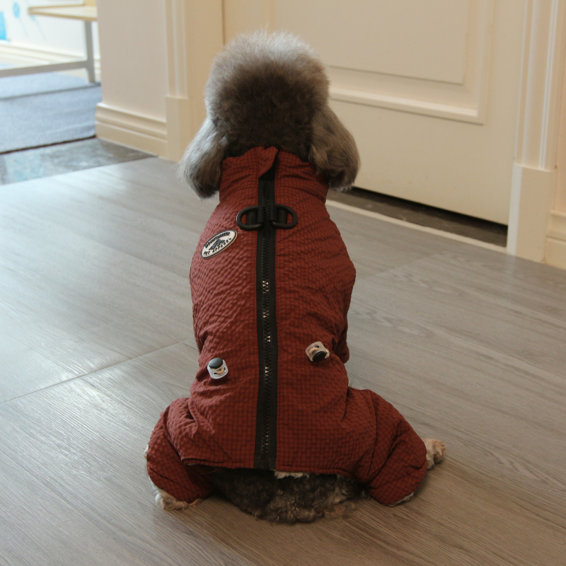 狗狗衣服冬装泡泡格加厚保暖棉衣