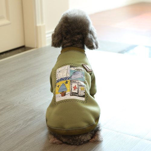 泡品复古印花小型犬猫狗保暖卫衣