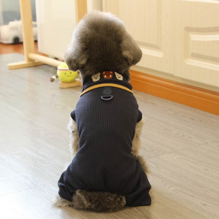 狗狗衣服薄款华夫格三只小熊四腿猫咪宠物衣服春夏泰迪小狗四脚衣