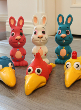 Popping大眼兔天然乳胶狗玩具发声比熊泰迪柯基宠物玩具耐咬磨牙