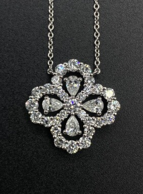 戈耀珠宝PT950铂金loop项链水滴培育钻石