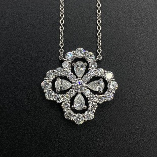 戈耀珠宝PT950铂金loop项链水滴培育钻石