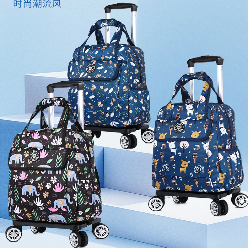 迷你轻便折叠拉杆背包小清新印花万向轮行李箱女轻便手提旅行包潮