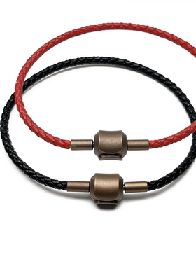 港版2.5mm情侣皮绳手链 可穿周家3D转运珠手串替换防水钢丝红绳女