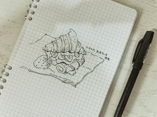 纯手绘食品速写小画 甜品速写手绘稿 可定制cha002