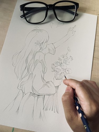 铅笔纯手绘动漫稿 现货包邮 A4尺寸 可定做