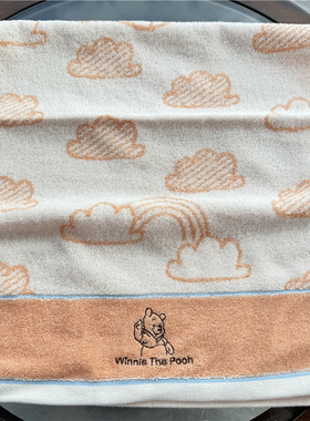 出口日本原单 迪s尼 维尼POOH 卡通可爱刺绣纯棉全棉吸水毛巾面巾