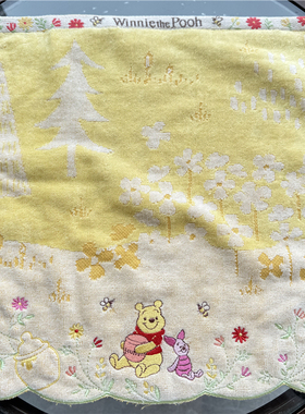 出口日本原单 维N 黄色刺绣卡通可爱纯棉柔软全棉舒适吸水 大方巾