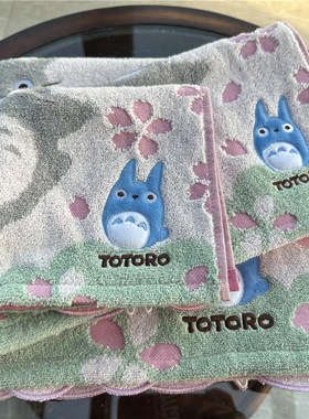 出口日本原单 樱花卡通刺绣纯棉柔软全棉 舒适吸水大方巾毛巾浴巾