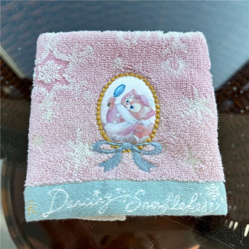 出口日本原单 达菲熊蝴蝶结卡通可爱刺绣纯棉柔软全棉小方巾手帕