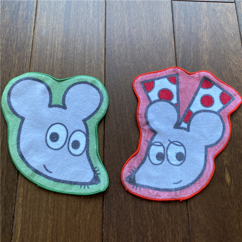 出口日本原单 小老鼠卡通可爱 异形 纯棉柔软全棉 迷你小方巾手帕