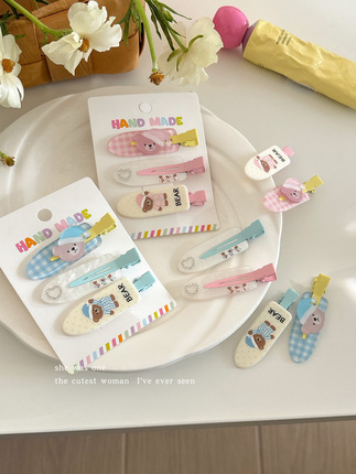 Korean-Style Cute Cartoon Bear Seamless Hair Clip Children's Hairpin Cute Girl Bangs Clip Sweet Spring and Summer Hair Accessory