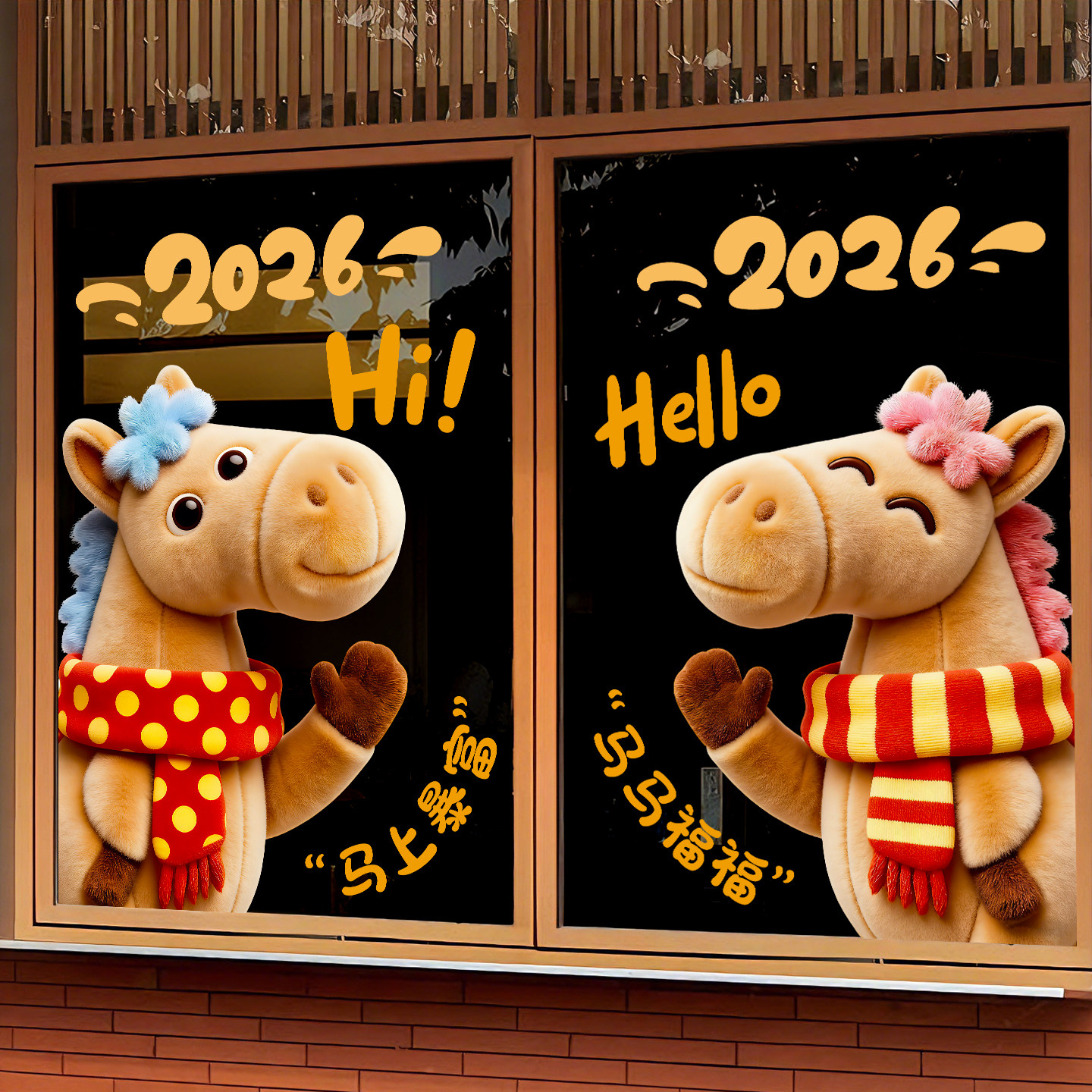 2026新年氛围装饰玻璃门贴纸贴画