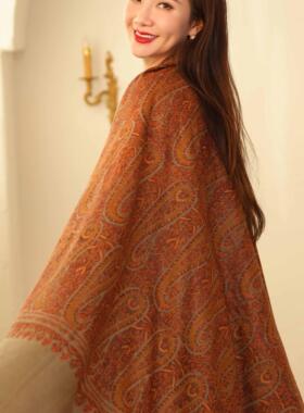 NagarNan-Pashmina系列棉线满绣那家楠克什米尔手工羊绒披肩围巾