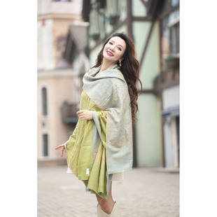 NagarNan-Pashmina系列Gents双面藤蔓那家楠克什米尔羊绒披肩围巾