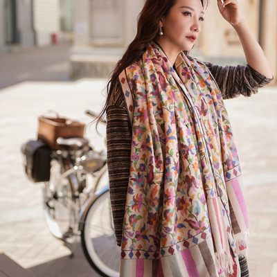 NagarNan-设计风格lady Kani卡尼那家楠克什米尔手工羊绒披肩围巾