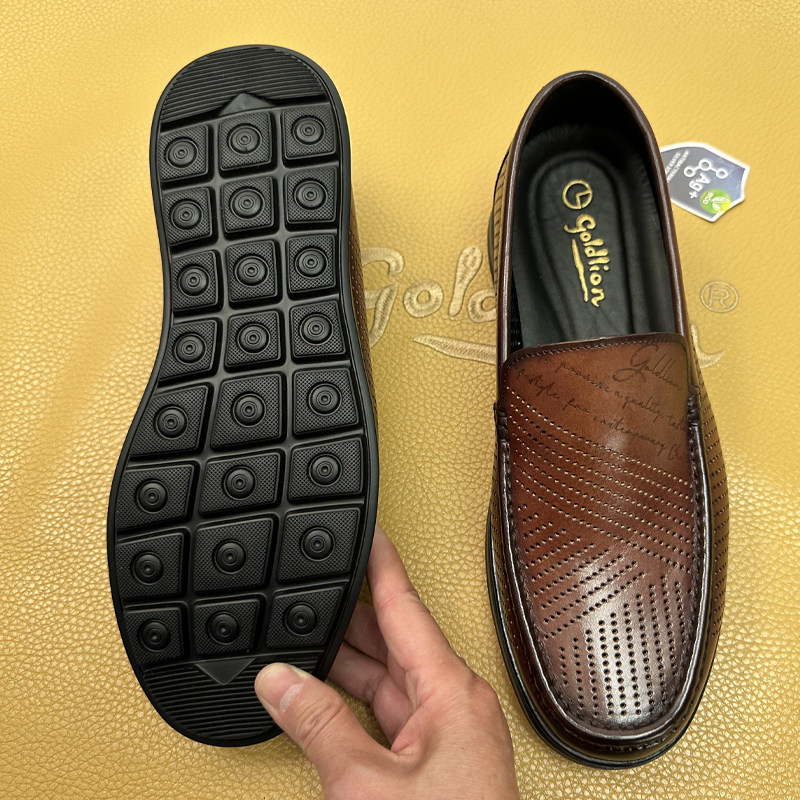 金利来套脚镂空商务休闲皮鞋男